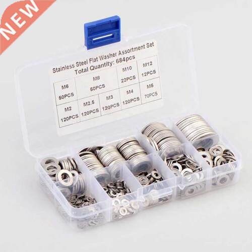 684pcs Flat Washer M2 M M4 M5 M6 M8 M10 M12 Stainless Stee