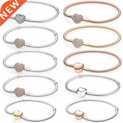 Original Rose & Gold Moments Heart Clasp With Crystal Bracel