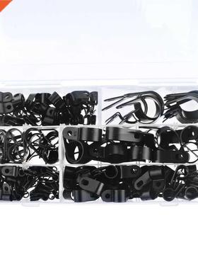 200PCS/Box R-Type Nylon Cable Clamp Plastic P Clips Fastener