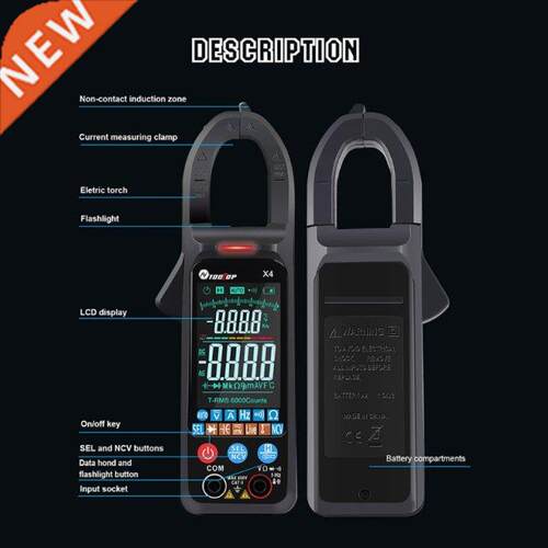 Portable Clamp Meter with Color LCD Large Screen 6000 Counts