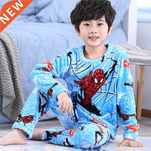 Autumn Winter Flannel Pajamas Sets Boys Sleepwear Suit Cloth