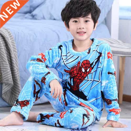 Autumn Winter Flannel Pajamas Sets Boys Sleepwear Suit Cloth