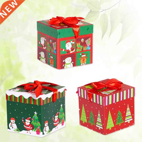 3pcs Christmas Gift Box Square Paper Candy Boxes