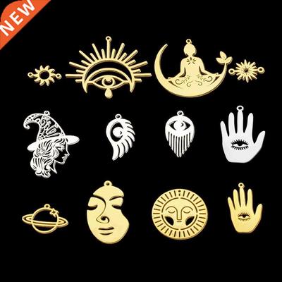 5pcs/Lot 100% Stanless Steel Eye of Evl Angel Sun Charm Pe