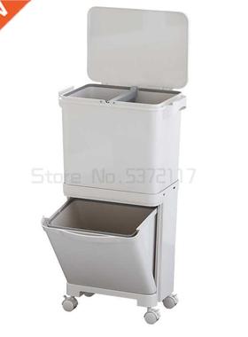 Double-decker kitchen with lid, large trash can, living