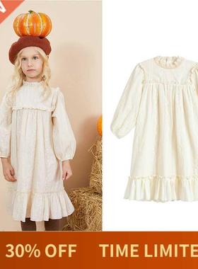 2022 New Gils Emboiy Dess Kids Teenage 100% Cotton Au