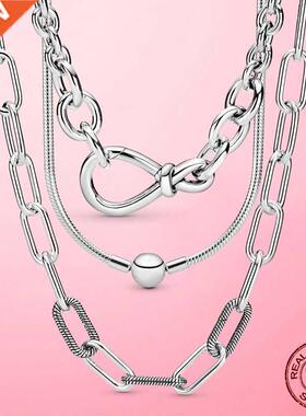 Sliver Color Basic Snake Chain Necklace Choker Infinity Infi