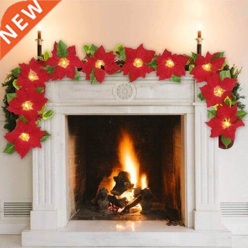 Christmas Artificial Poinsettia Light String For New Year