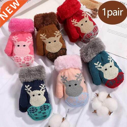 1pair winter gloves Chrimas Elk Deer Knitted Thicken Warm