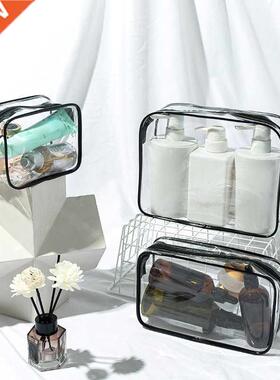 Men Women Travel Clear Cosmetic Bag Transparent Black Zipper