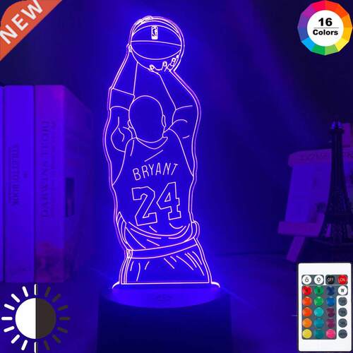 Led Night Light Kobe Jump Shoot Figure Back View Bedroom Dec