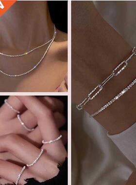 Cubic Zircon Choker Necklace For Women Rhinestone Tennis Nec