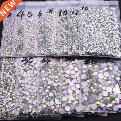 Super Glitter Crystal AB Non Hotfix Rhinestones SS3-SS50 Fla