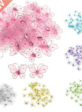 Lots 50 Mesh Wired Butterfly Crafts Wedding Party Corsage