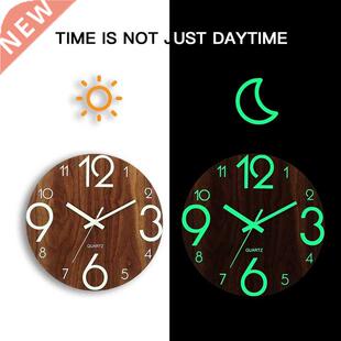 12 Inch Luminous Wall Clock Silent for Kitchen Living Room D