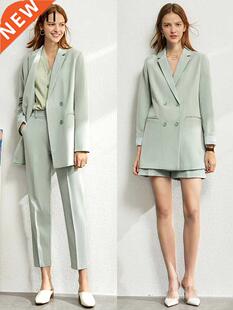 Amii Minimalism Spring Female Office Lady Blazer Women Vneck