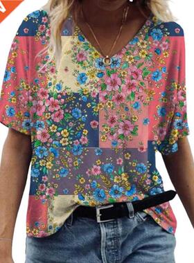 5XL Oversized D Abstract Print Women T Shirt Casual Loose S