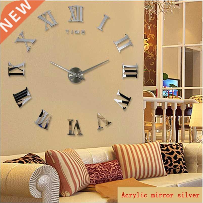 2022 New Diy Wall Clock 3D Home Decor Large Roman Mirror Fas图片