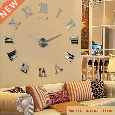 2022 New Diy Wall Clock 3D Home Decor Large Roman Mirror Fas