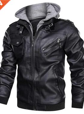 Men's Motorcycle Leather Jacket 2021 Autumn Winter Fashion W