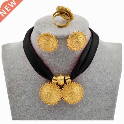 Anniyo  Rope Chain Ethiopian Jewelry Set Gold Color Eritr
