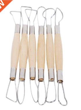 6Pcs/Set Pottery Ceramics DIY Tool Set Wooden Handle Wax