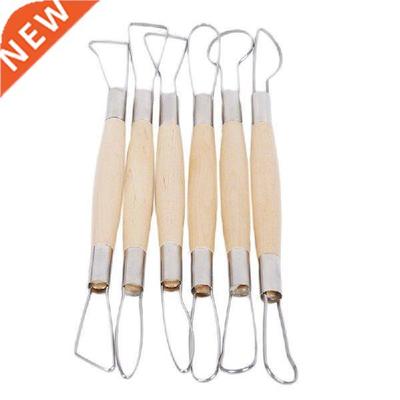 6Pcs/Set Pottery Ceramics DIY Tool Set Wooden Handle Wax
