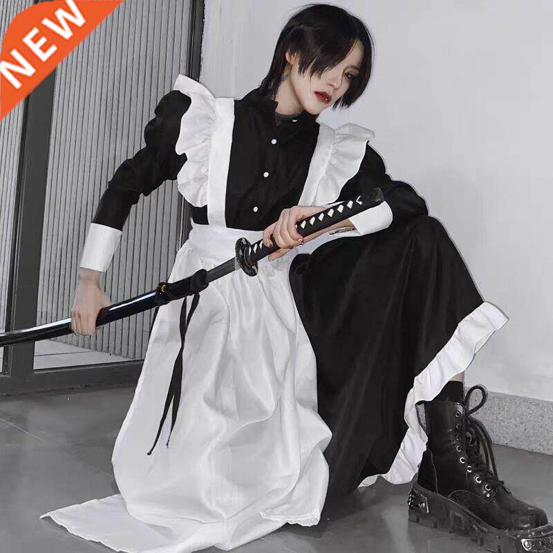 Women Maid Outfit Long Dress Apron Dress Lolita Dresses Men图片