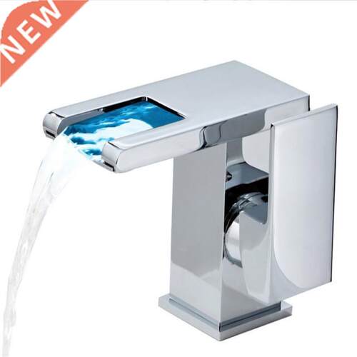 Bathroom Waterfall Led Basin Faucet Glass Waterfall Brass Ma