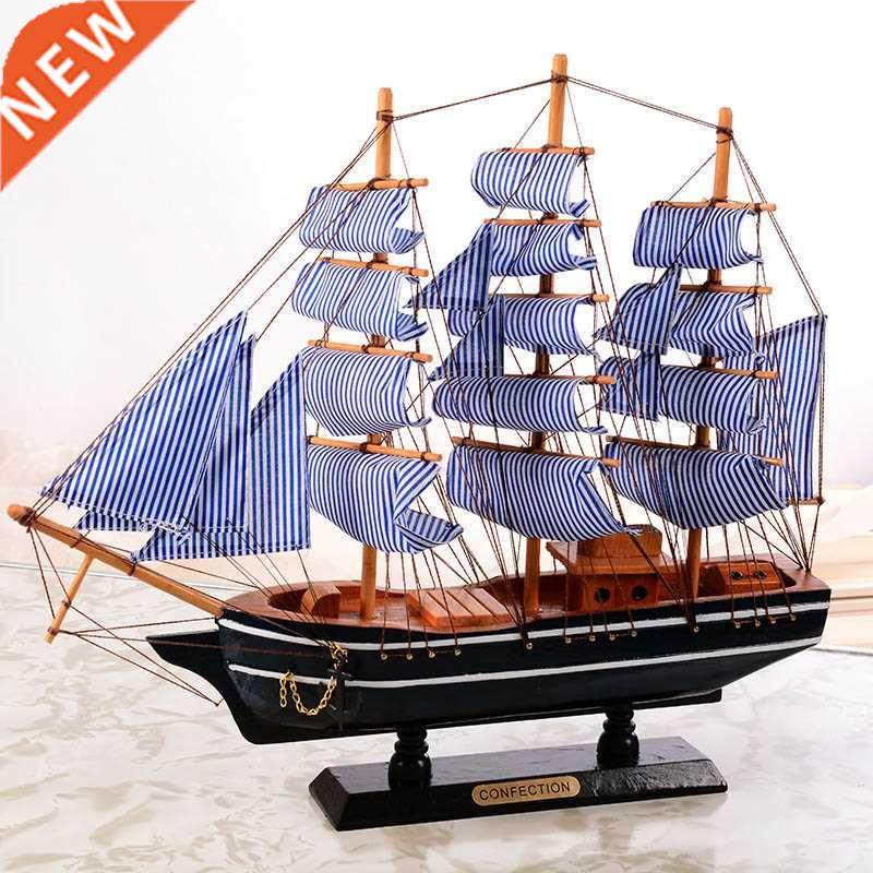 Wooden Sailing Ship Mediterranean Style Home Decoration Hand