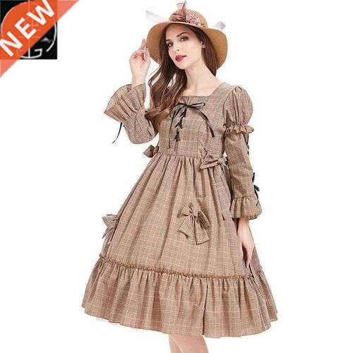 Pastoral Plaid Lolita Dress Style Lolita Princess Bow Dress