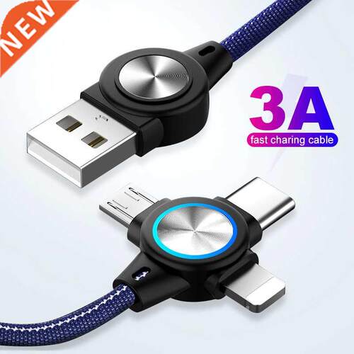 3 In 1 USB Cable For Mobile Phone Micro USB Type C 8 Pin Cha