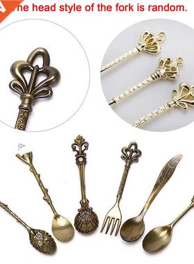 6pcs Vintage Royal Style Bronze Carved Small Coffee Spoon Ki
