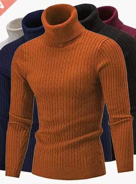 New Men's Casual Turtleneck Sweater Pullover Long Sleeve Kni