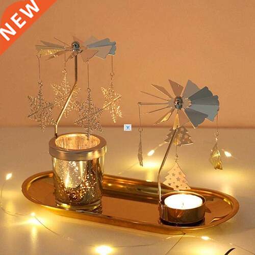 Gold Metal Candlestick Merry Christmas Table Decor For Home