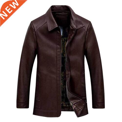 Jacket Mens Biker Turn-down Moto Collar Motorcycle Faux Leat