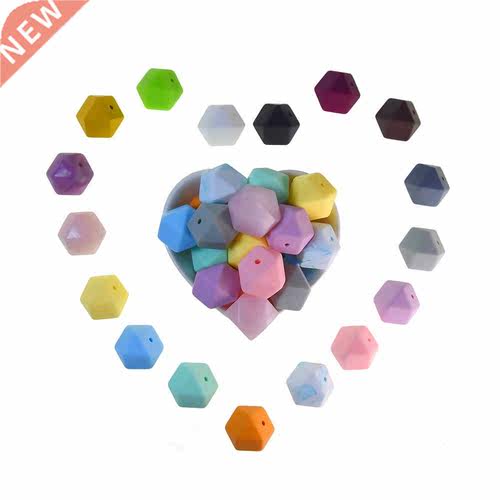 Mabochewing 10pcs 17mm Hexagon Chew Teething Bead Food Grade