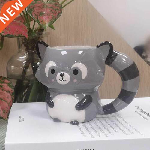 Coloured drawing or pattern stereo little raccoon ceramic ce