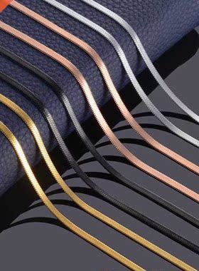 Width 3mm Stainless Steel Flat Necklace Gold Color Waterproo