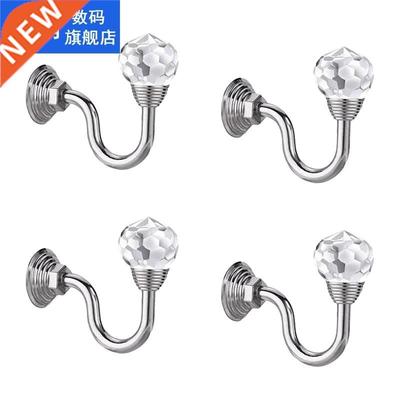 4 Pcs Clear Crystal Wall Mounted Curtain Holdbacks Tassel Cu