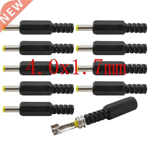 10Pcs Black DC Power 4.0 x 1.7mm Male Plugs Straight Wire Co