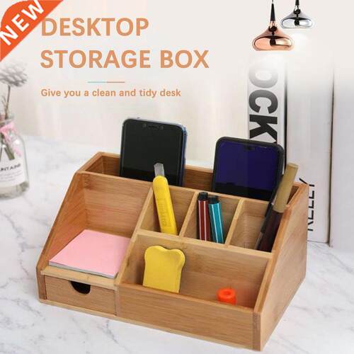 Desktop Storage Box Bamboo Stationery Organiser Letter
