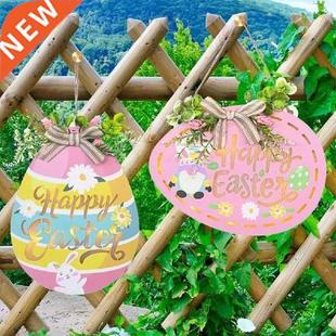 HAPPY EASTER Party Door Hanging Sign Wooden Easter Listing