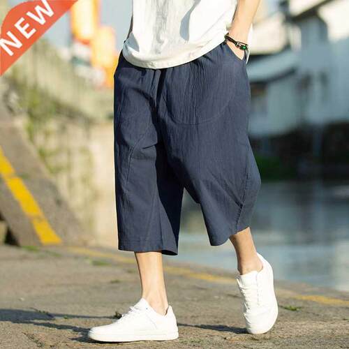 Men Harajuku Harem Pants 2021 New Mens Summer Cotton Linen J