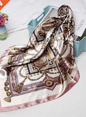 Faion Hijab Scarf For Women Print Silk Satin Hair Scarfs K