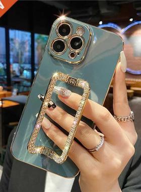 Korea 3D Crystal Sque Holder Gold Plating Phone Case For i