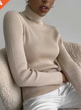 2021 Basic Turtleneck Women Sweaters Autumn Winter Tops Slim