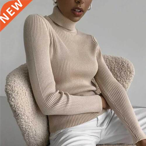 2021 Basic Turtleneck Women Sweaters Autumn Winter Tops Slim