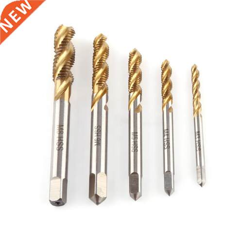 5pcs HSS Screw Taps Drills Spiral Fluted Screw Taps M3 M4 M5