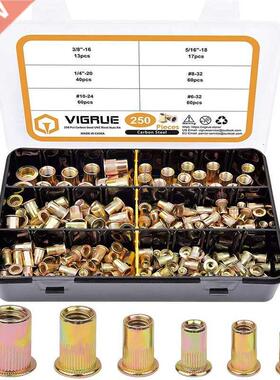 250pcs Color Zinc American Standd Rivet Nuts Cbon Steel